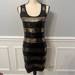 Forever 21 Sleeveless Gold Brown Black Sleeveless Sequined Mini Party Dress M